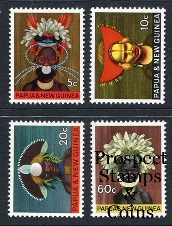Stamps - World :: Papua New Guinea MUH Stamps :: 1968 Headdresses (4 ...